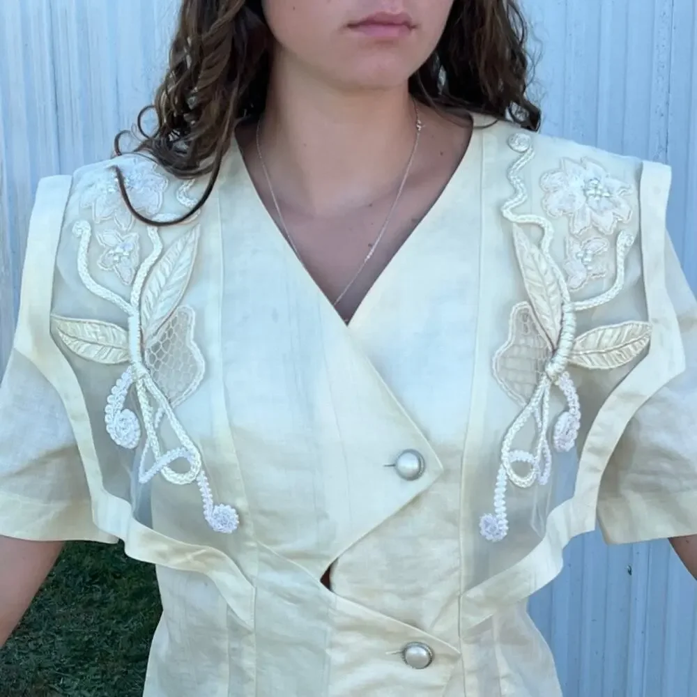 Sunday Shirt Jacket Vintage ANNE FRENCH Women Shirt Lightweight Romantic SZ 6